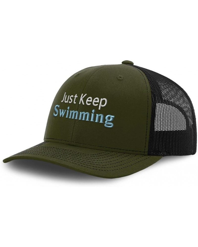 Trucker Hat Baseball Cap Just Keep Swimming Style B Cotton Dad Hats for Men & Women Loden Black $14.57 Baseball Caps