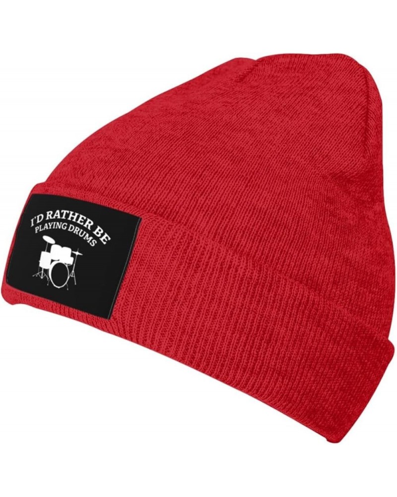 I'd Rather Be Playing Drums Knit Hat Men Women Winter Warm Knit Beanie Black Red $14.29 Skullies & Beanies