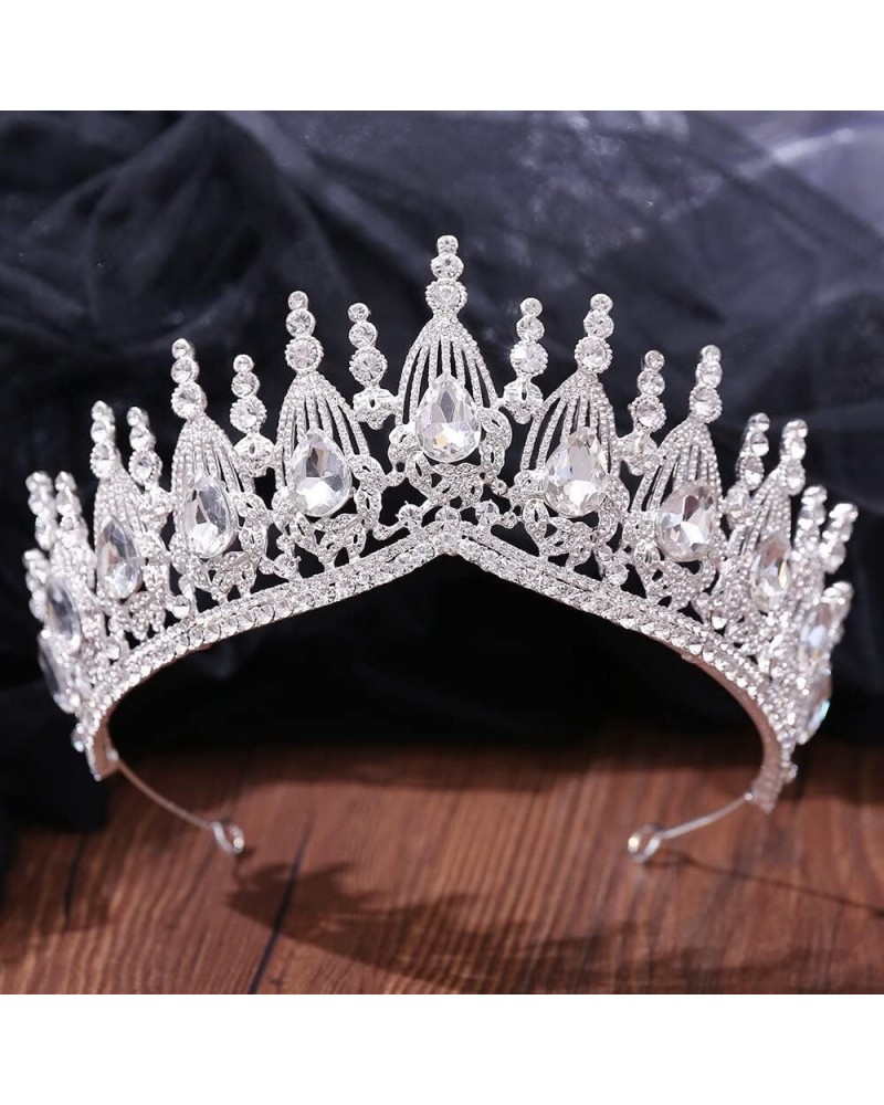 Tiaras and Crowns for Women, Baroque Big Wedding Crown Bridal Headpiece Water Drop Rhinestone Crystal Diadem Queen Crown Prin...