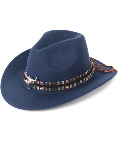 mdlian Decorative Hat Autumn and Winter Men's and Women's National Style Large Brim Felt Hat C $88.29 Cowboy Hats