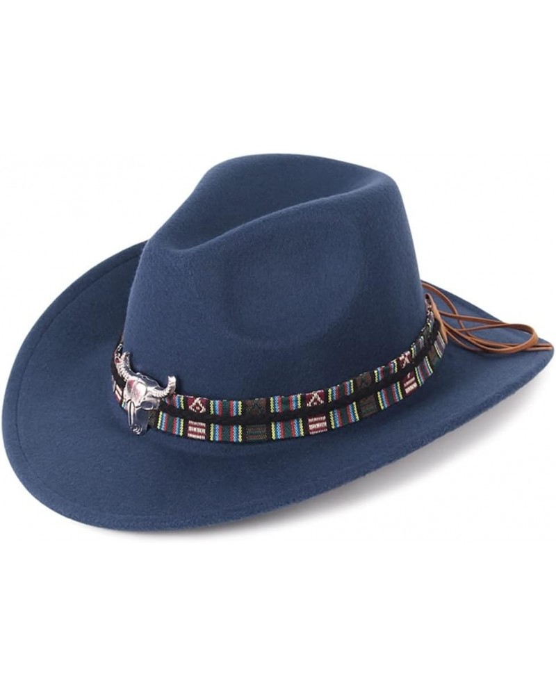 mdlian Decorative Hat Autumn and Winter Men's and Women's National Style Large Brim Felt Hat C $88.29 Cowboy Hats