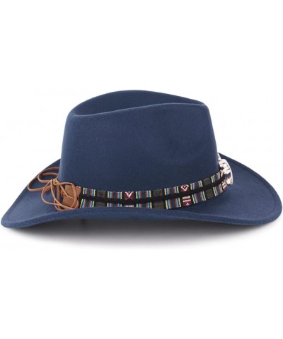 mdlian Decorative Hat Autumn and Winter Men's and Women's National Style Large Brim Felt Hat C $88.29 Cowboy Hats