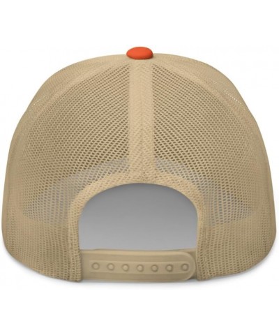 Initial Letter K Embroidered Premium Trucker Hat Curved Bill Mid Crown Adjustable Cap Rustic Orange/ Khaki $15.30 Baseball Caps