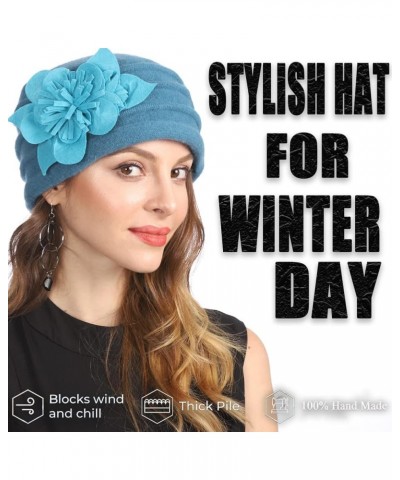 Vintage Women Floral Wool Dress Cloche Winter Hat 1920s C022-d-peacock $14.74 Fedoras