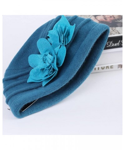 Vintage Women Floral Wool Dress Cloche Winter Hat 1920s C022-d-peacock $14.74 Fedoras