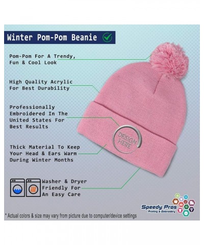 Pom Pom Beanies for Women North Carolina State Flower Embroidery Skull Cap Winter Hats for Men 1 Size Soft Pink Design Only $...