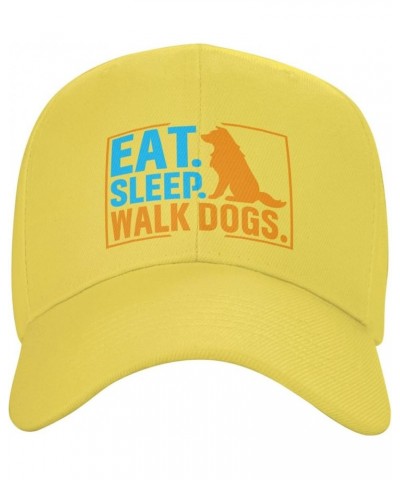 Eat Sleep Walk Dogs Baseball Caps for Men Women Hat Adjustable Cap Trucker Hats Dad Cap Yellow $11.22 Baseball Caps