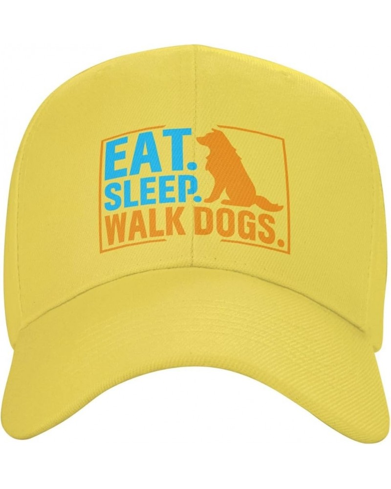 Eat Sleep Walk Dogs Baseball Caps for Men Women Hat Adjustable Cap Trucker Hats Dad Cap Yellow $11.22 Baseball Caps