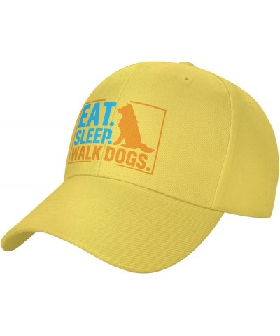 Eat Sleep Walk Dogs Baseball Caps for Men Women Hat Adjustable Cap Trucker Hats Dad Cap Yellow $11.22 Baseball Caps