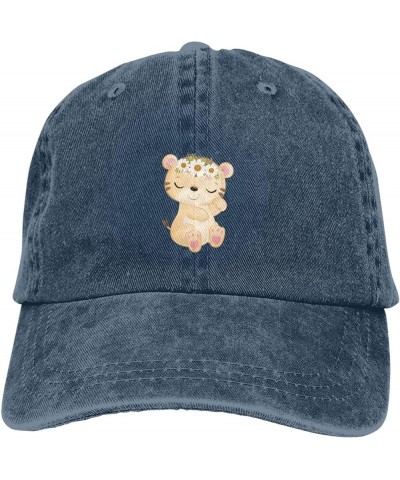 Cute Tiger with Flowers Baseball Cap for Men Women Hats Cotton Trucker Caps Adjustable Dad Hat Navy Blue $11.84 Baseball Caps