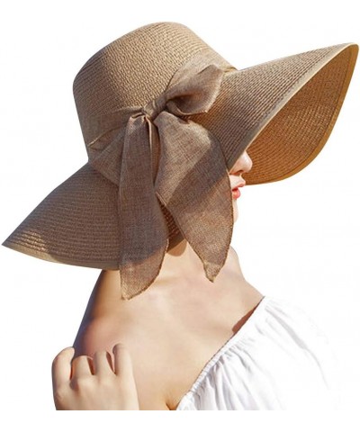 Oversized Beach Straw Hat for Women Fashion Large Bow Knot Sun Cap Fordable Roll Up Floppy Hat Wide Brim Solid Color Hats Nav...