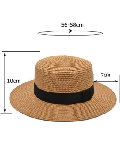 Mens and Womens Square Buckle Dome Panama Lafite Flat Top Straw Hat Summer Travel Cute Bucket Hats Men Red $10.16 Bucket Hats