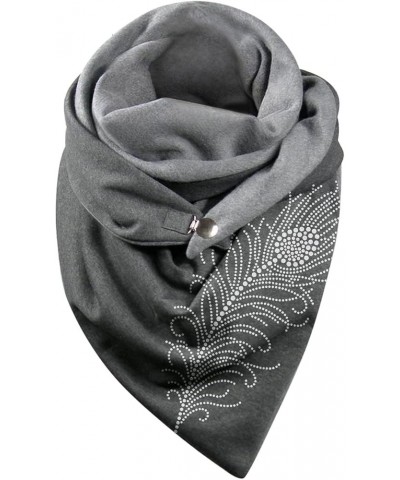 Women Printing Button Shawls Casual Warm Soft Fashion Scarves Wrap Scarf Chunky Warm Scarf Gray $9.63 Scarves