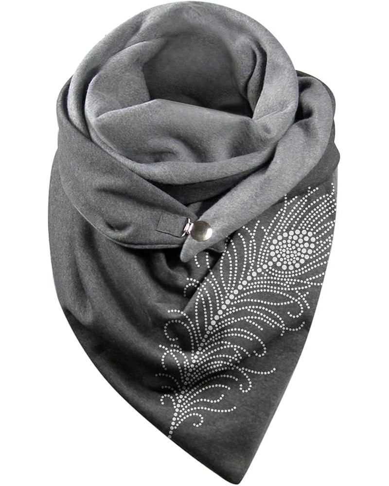 Women Printing Button Shawls Casual Warm Soft Fashion Scarves Wrap Scarf Chunky Warm Scarf Gray $9.63 Scarves