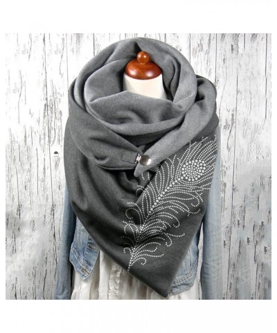 Women Printing Button Shawls Casual Warm Soft Fashion Scarves Wrap Scarf Chunky Warm Scarf Gray $9.63 Scarves