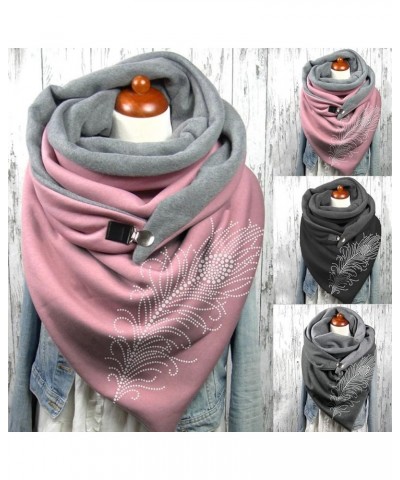 Women Printing Button Shawls Casual Warm Soft Fashion Scarves Wrap Scarf Chunky Warm Scarf Gray $9.63 Scarves