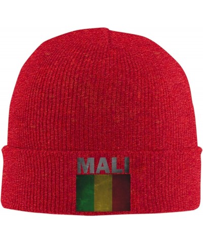 Vintage Mali Flag Winter Warm Knit Hat - Soft Beanie Cap Black Red $14.06 Skullies & Beanies