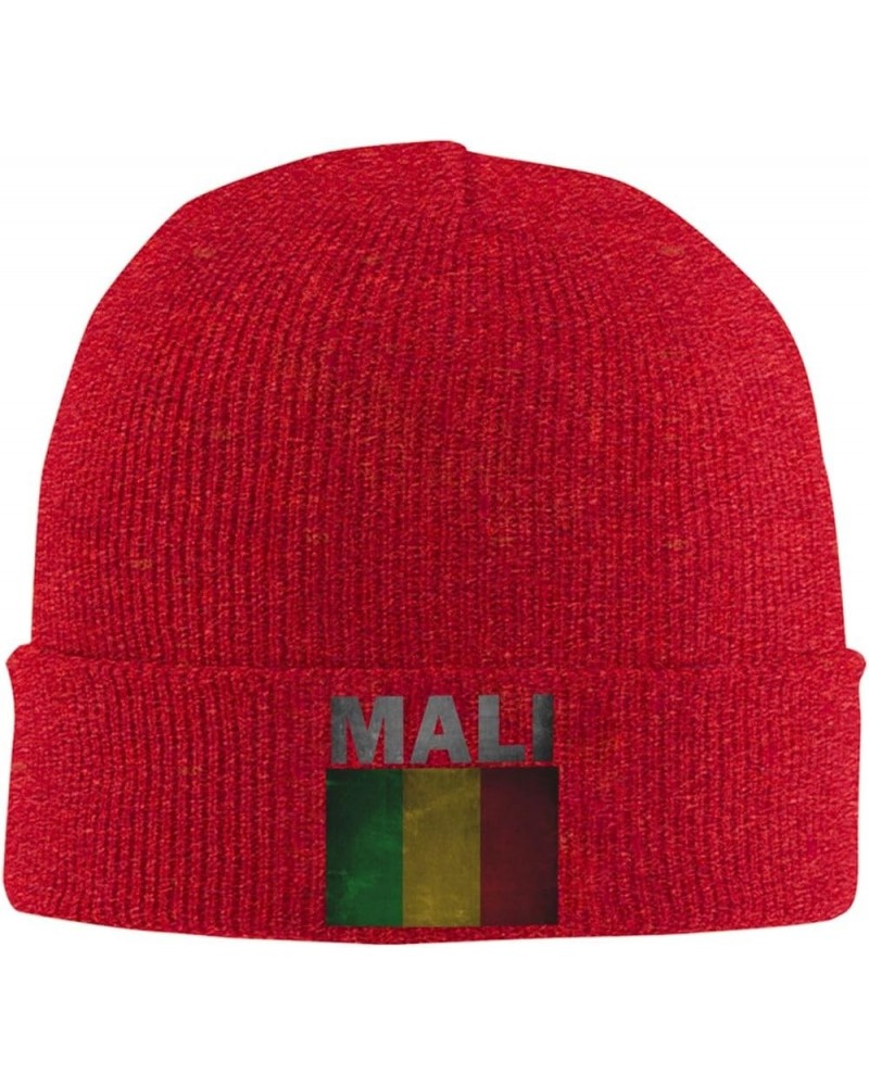 Vintage Mali Flag Winter Warm Knit Hat - Soft Beanie Cap Black Red $14.06 Skullies & Beanies