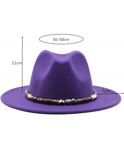 Women's Casual Wide Brim Fedora Hat Male Vintage Panama Hat with Belt Packable Plain Colours Trilby Hat Red Wine $17.80 Fedoras