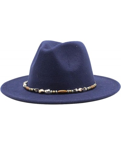 Women's Casual Wide Brim Fedora Hat Male Vintage Panama Hat with Belt Packable Plain Colours Trilby Hat Red Wine $17.80 Fedoras