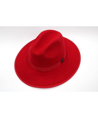 Men's Bruno Capelo Red with Blue Bottom Wide Wool Fedora Monarch MO-217 Red With Cobalt Blue Bottom $46.55 Fedoras