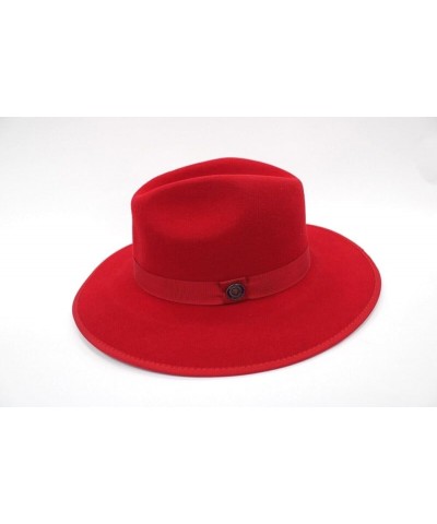 Men's Bruno Capelo Red with Blue Bottom Wide Wool Fedora Monarch MO-217 Red With Cobalt Blue Bottom $46.55 Fedoras