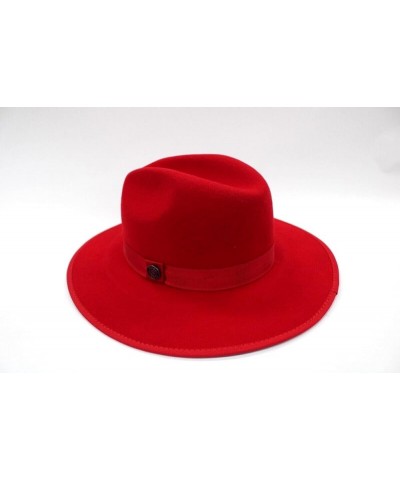 Men's Bruno Capelo Red with Blue Bottom Wide Wool Fedora Monarch MO-217 Red With Cobalt Blue Bottom $46.55 Fedoras