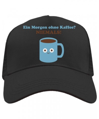 EIN Morgen Ohne Kaffee? Niemals! Lustiger Überrascht Blauer Becher Mesh Back Trucker Cap Adjustable Snapback Hat Casual Black...