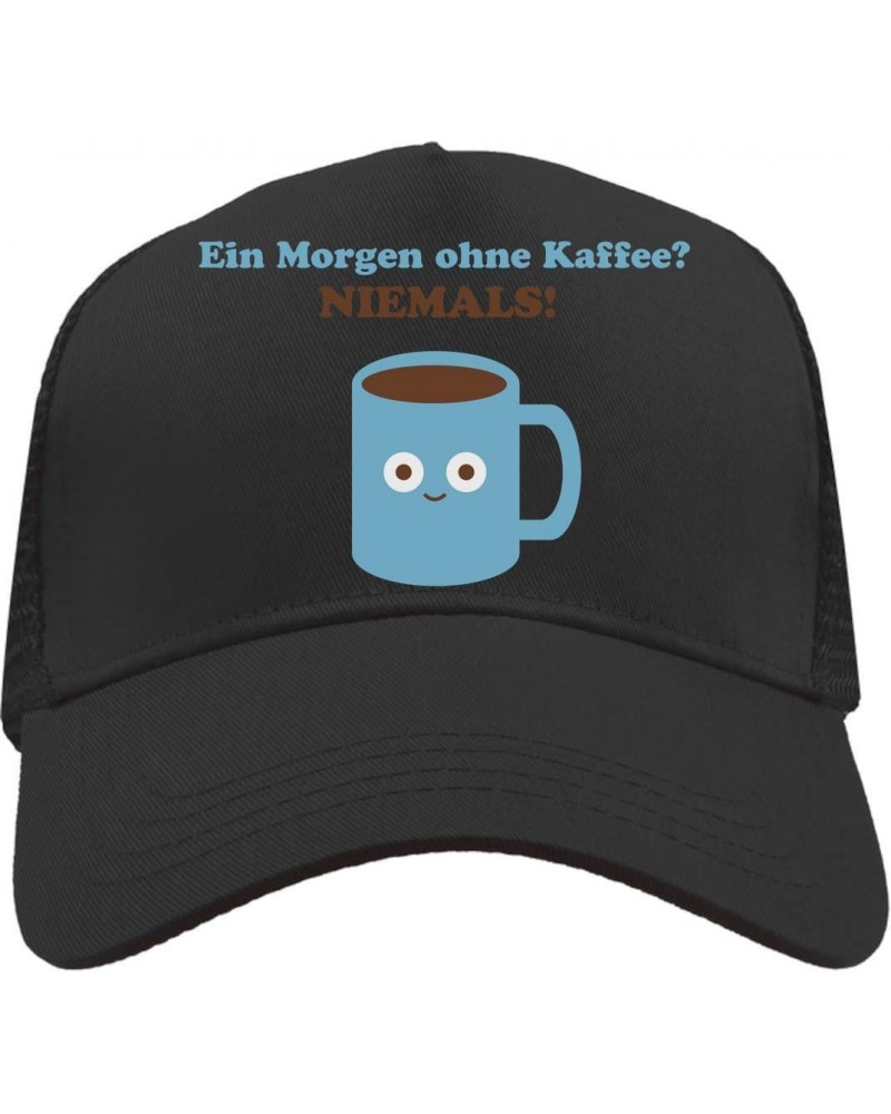 EIN Morgen Ohne Kaffee? Niemals! Lustiger Überrascht Blauer Becher Mesh Back Trucker Cap Adjustable Snapback Hat Casual Black...