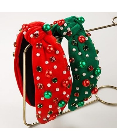 Christmas pearl headband (Greenish red) red $14.15 Headbands