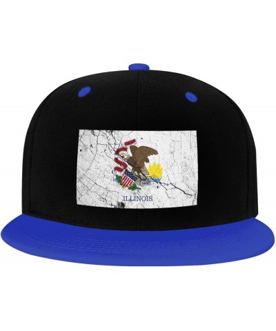 Flag of Illinois Texture Effect Snapback Hat for Men Women Baseball Cap Trucker Flat Bill Hats Dad Caps Blue $10.18 Baseball ...