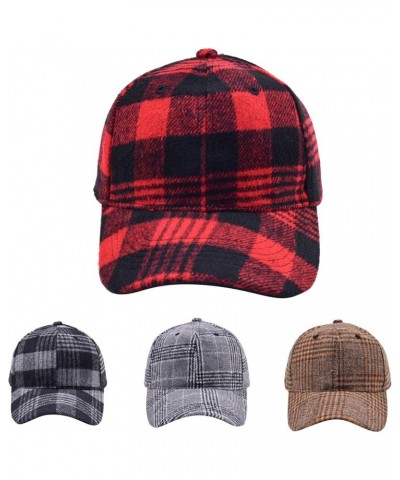 Unisex Classic Low Profile Cotton Baseball Cap Plaid Soft Unconstructed Adjustable Size Dad Hat Cotton Canvas Hat Red $7.43 B...