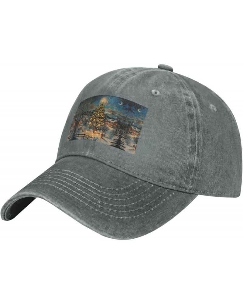 Xmas Day Print Washed Cowboy Baseball Cap for Adults Adjustable Caps Fashion Cap A Sun Hat Gray $8.80 Baseball Caps