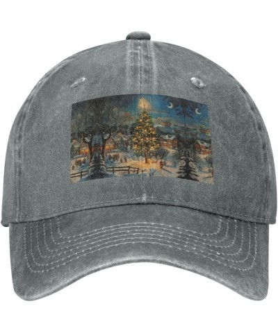 Xmas Day Print Washed Cowboy Baseball Cap for Adults Adjustable Caps Fashion Cap A Sun Hat Gray $8.80 Baseball Caps