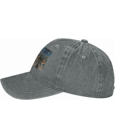 Xmas Day Print Washed Cowboy Baseball Cap for Adults Adjustable Caps Fashion Cap A Sun Hat Gray $8.80 Baseball Caps