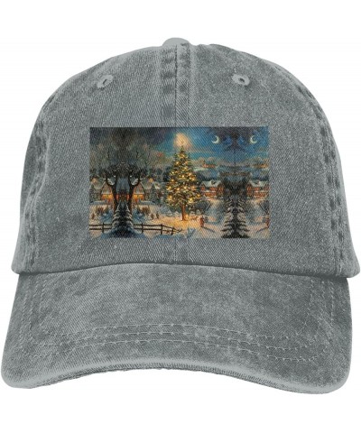 Xmas Day Print Washed Cowboy Baseball Cap for Adults Adjustable Caps Fashion Cap A Sun Hat Gray $8.80 Baseball Caps