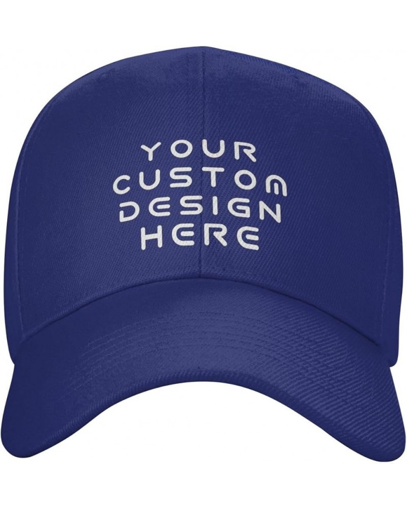 Custom Hats Your Design Here Add Your Name Text Logo Customized Made Baseball Hats Blue $8.33 Baseball Caps