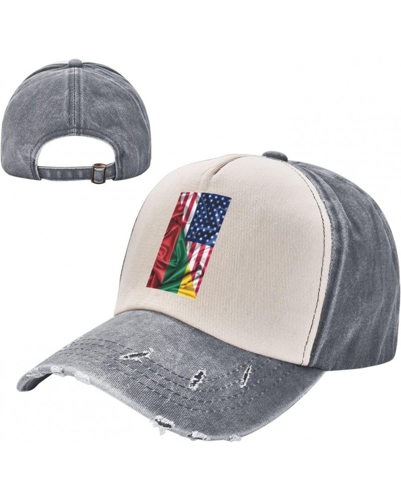 Half Lithuanian American Flag Baseball Cap Adult Adjustable Casual Duck Tongue Hat Golf Caps Trucker Hats Gray $12.88 Basebal...