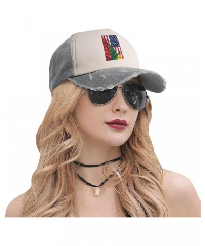 Half Lithuanian American Flag Baseball Cap Adult Adjustable Casual Duck Tongue Hat Golf Caps Trucker Hats Gray $12.88 Basebal...