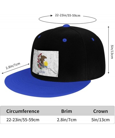 Flag of Illinois Texture Effect Snapback Hat for Men Women Baseball Cap Trucker Flat Bill Hats Dad Caps Blue $10.18 Baseball ...