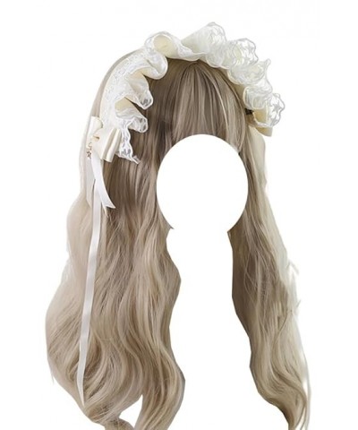 Lace Headband Lolita Maid Cosplay Headband Headdress Women Girls Vintage Lolita Hair Accessories (Black) White $14.57 Headbands