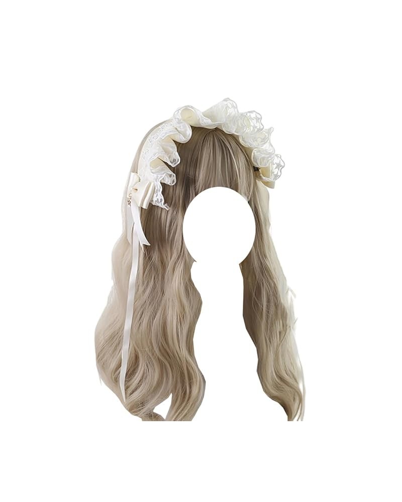 Lace Headband Lolita Maid Cosplay Headband Headdress Women Girls Vintage Lolita Hair Accessories (Black) White $14.57 Headbands