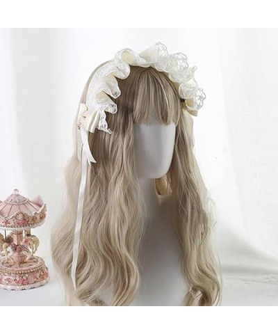 Lace Headband Lolita Maid Cosplay Headband Headdress Women Girls Vintage Lolita Hair Accessories (Black) White $14.57 Headbands