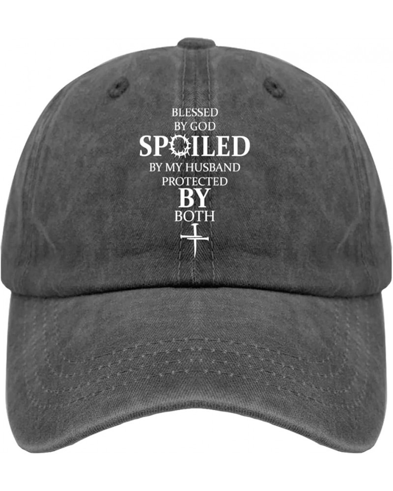 Blessed by God Spoiled by Husband Protected by Both Hat Jesus Hat for Women Men Pigment Black Cowboy Hat Pigment Black $9.19 ...