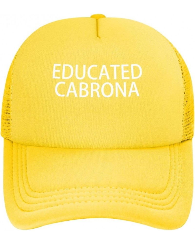 Educated Cabrona Men's Baseball Cap Low Profile Mesh Trucker Cap Adjustable Yellow $10.65 Baseball Caps