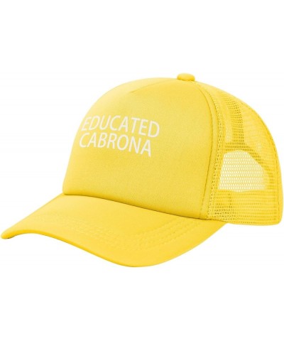 Educated Cabrona Men's Baseball Cap Low Profile Mesh Trucker Cap Adjustable Yellow $10.65 Baseball Caps