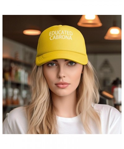 Educated Cabrona Men's Baseball Cap Low Profile Mesh Trucker Cap Adjustable Yellow $10.65 Baseball Caps