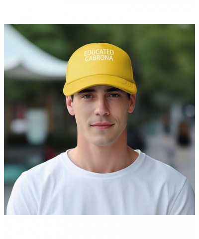 Educated Cabrona Men's Baseball Cap Low Profile Mesh Trucker Cap Adjustable Yellow $10.65 Baseball Caps