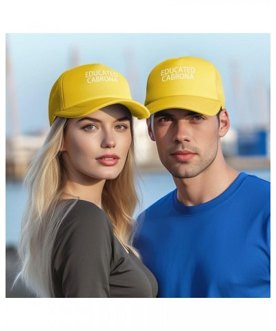 Educated Cabrona Men's Baseball Cap Low Profile Mesh Trucker Cap Adjustable Yellow $10.65 Baseball Caps