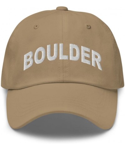 Boulder Colorado Hat Boulder CO Cap Embroidered Dad Hat Adjustable Strap Closure Unisex Khaki $21.99 Baseball Caps